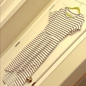 Striped High Low Waisted Dress with Pockets
